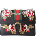 403348 Dionysus Leather Floral Embroidered Shoulder Medium