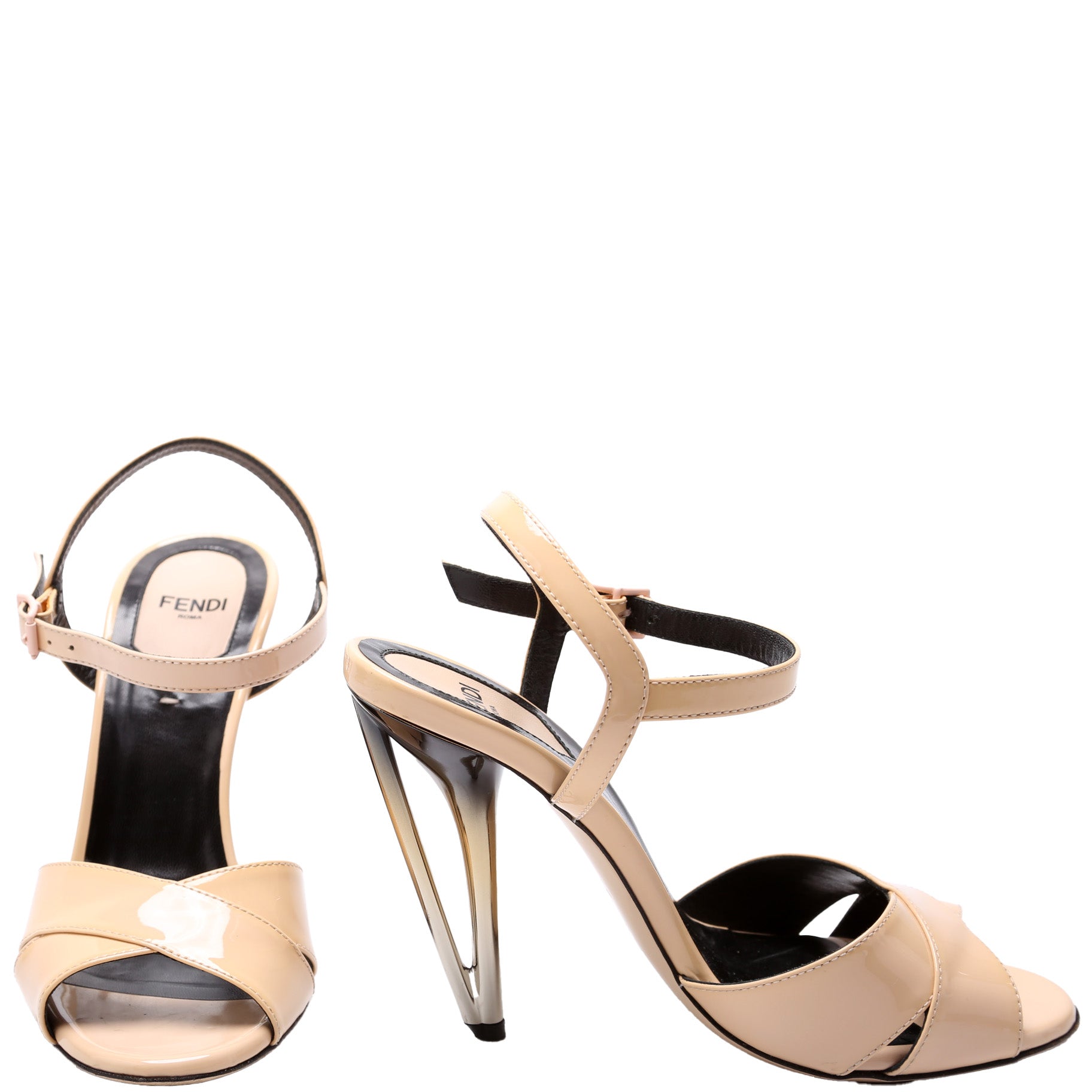Patent Leather Heeled Sandals Size 36