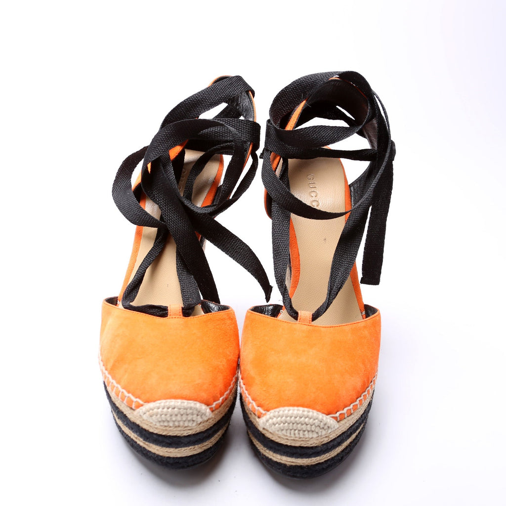 Gucci Suede Espadrille Wedges Size 38