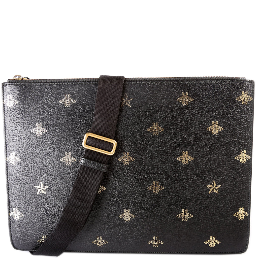 450976 Bee Star Leather Messenger Bag