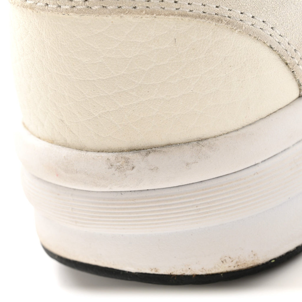 Mesh Suede Calfskin Grained Calfskin Womens CC Sneakers 38 White Black