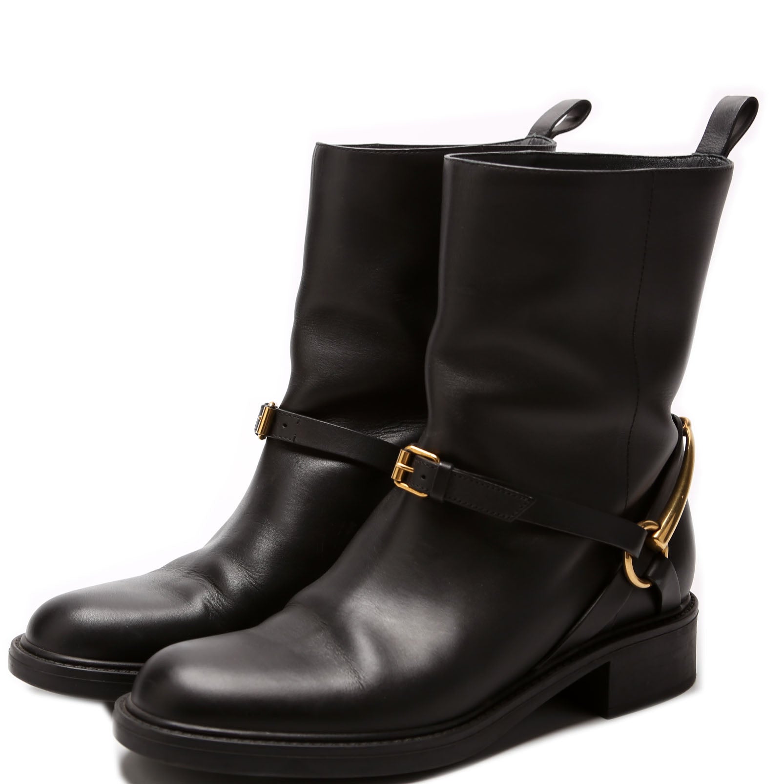 Gucci Horsebit Leather Moto Boots Size 37