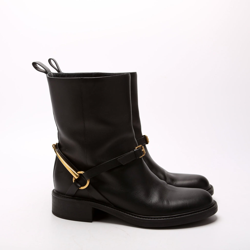 Gucci Horsebit Leather Moto Boots Size 37