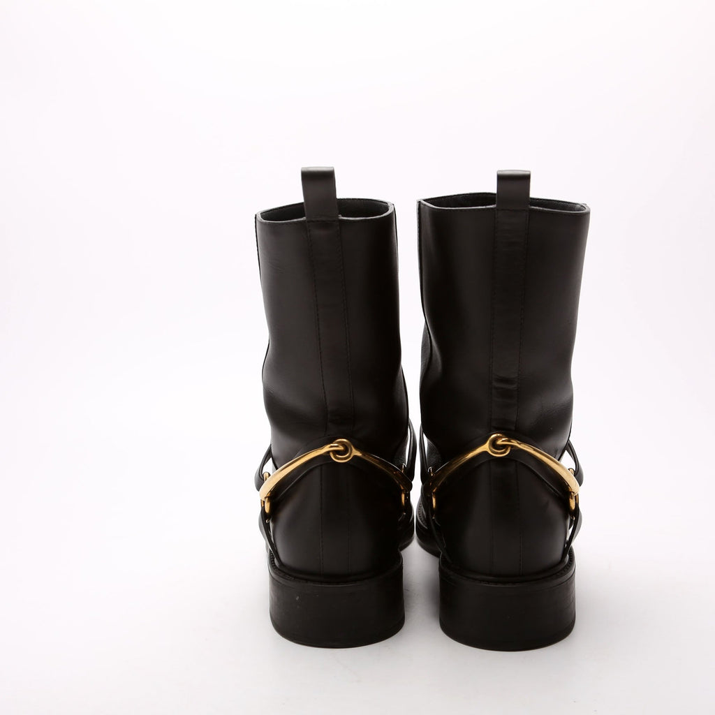 Gucci Horsebit Leather Moto Boots Size 37