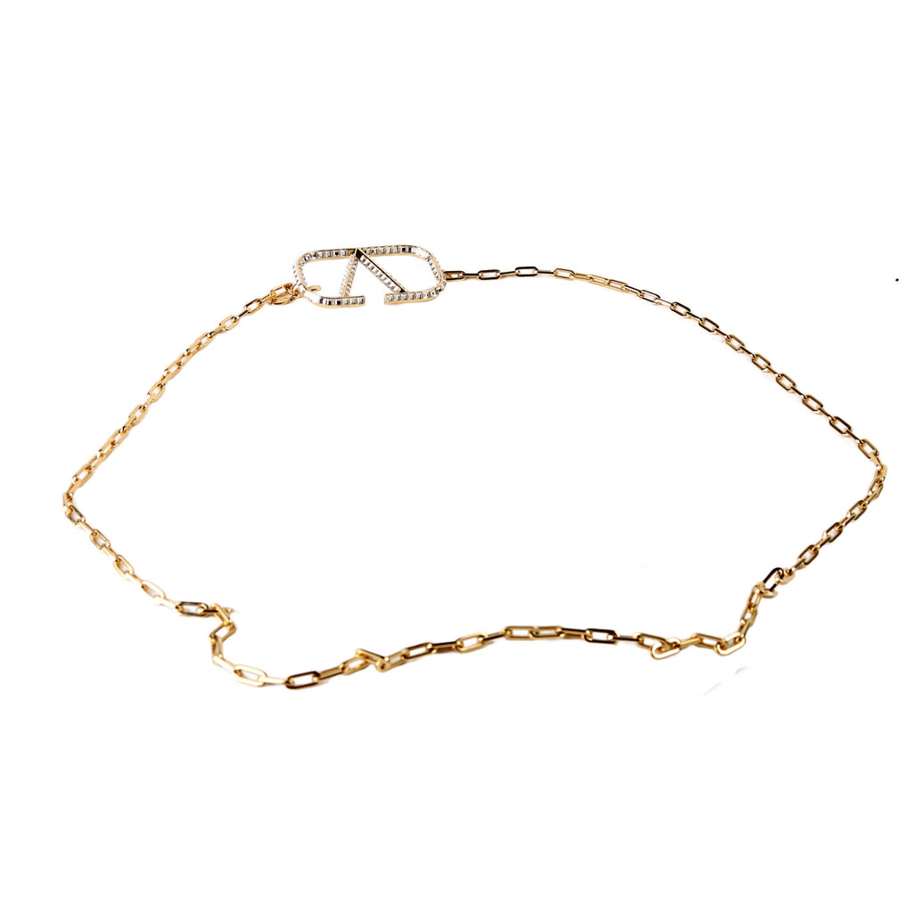 Crystal VLogo Signature Chain Belt Size M
