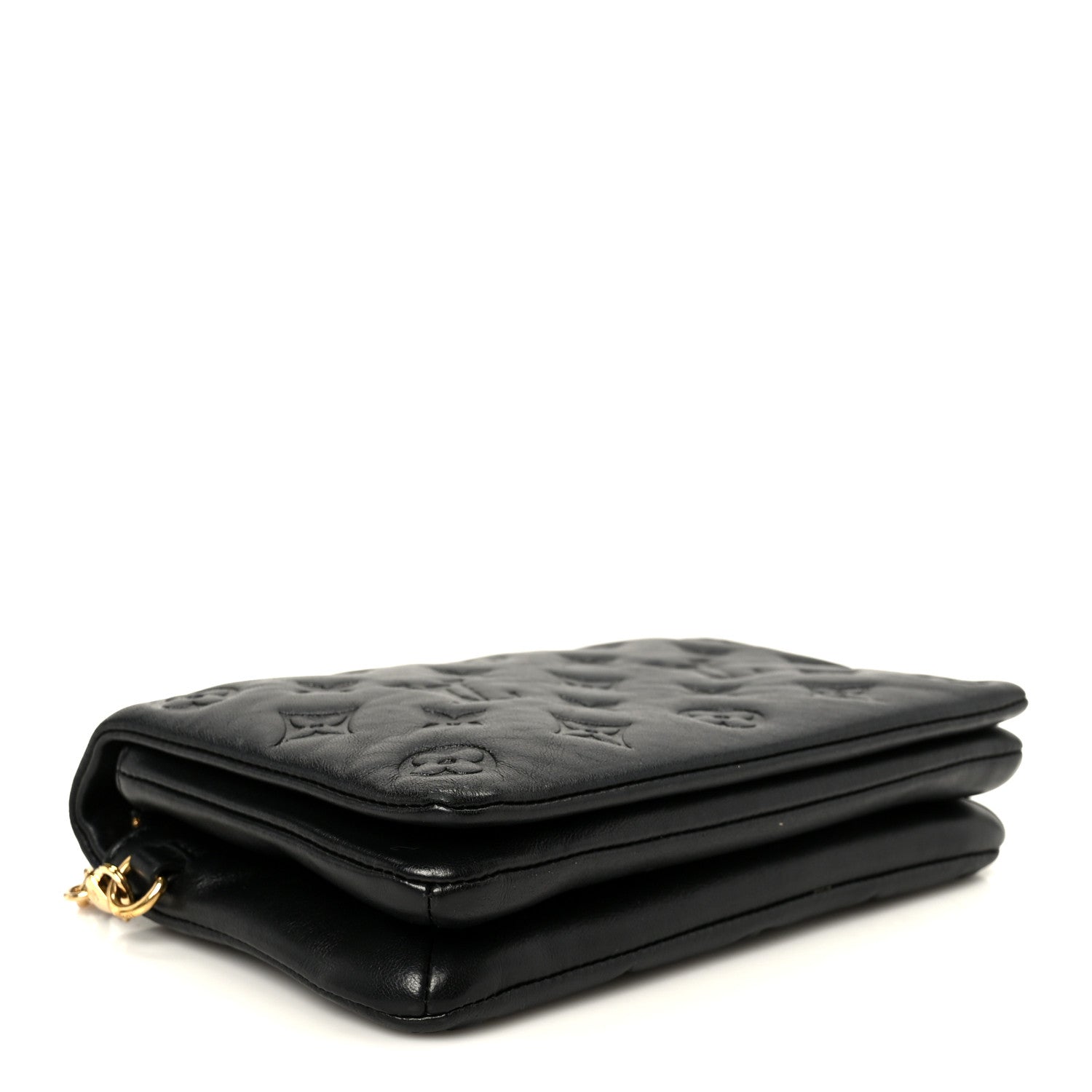 Louis Vuitton Lambskin Embossed Monogram Pochette Coussin Black