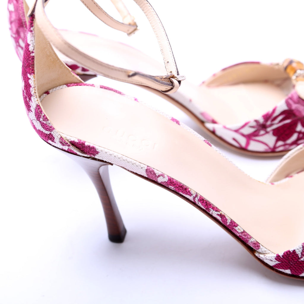 Floral Canvas Heeled Sandals Size 38.5