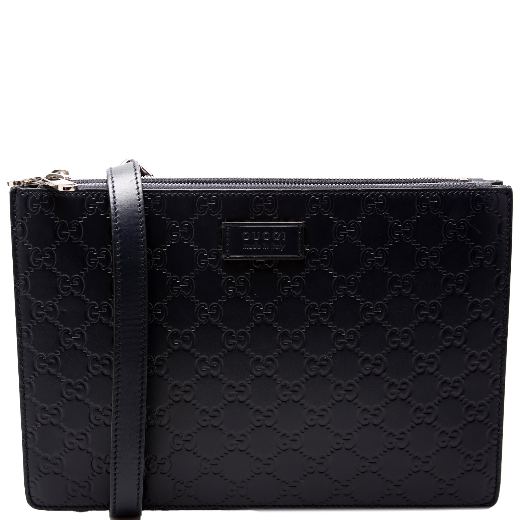 450953 GG Leather Double Zip Messenger