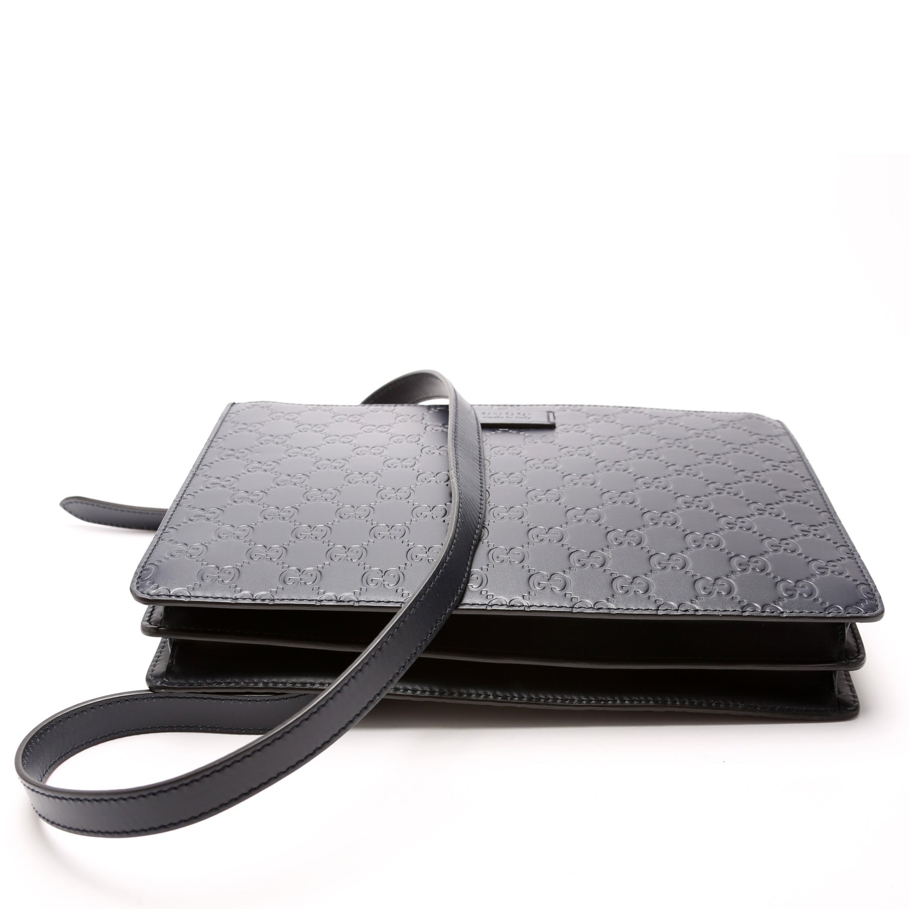 450953 GG Leather Double Zip Messenger