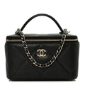 Chanel Caviar Quilted Top Handle Long Vanity Black