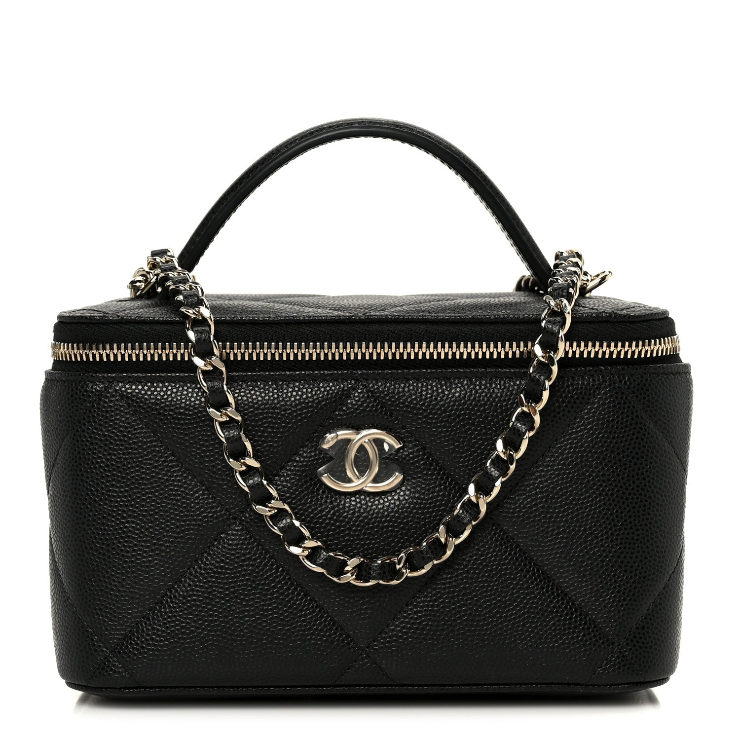 Chanel Caviar Quilted Top Handle Long Vanity Black
