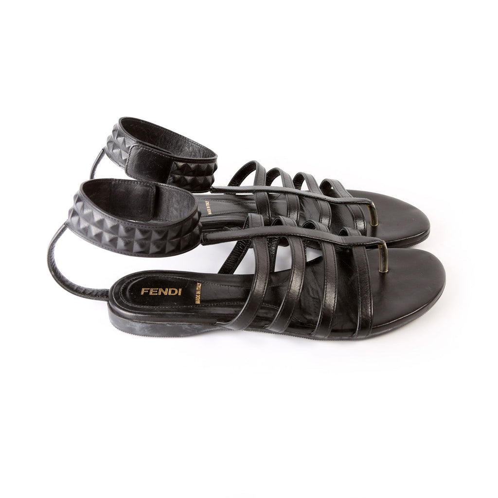 Gladiator Leather Studded Ankle Sandals Size 37.5