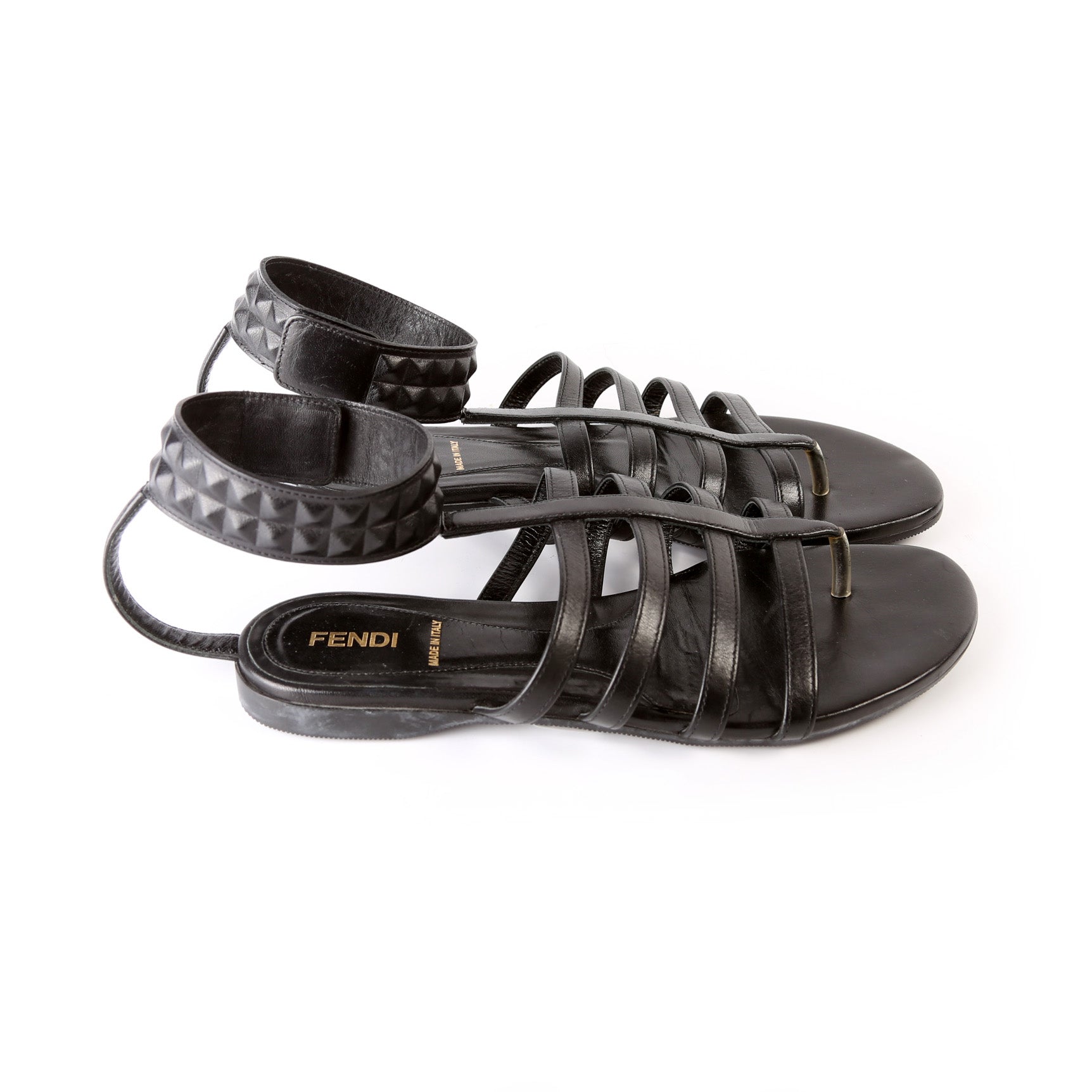 Gladiator Leather Studded Ankle Sandals Size 37.5