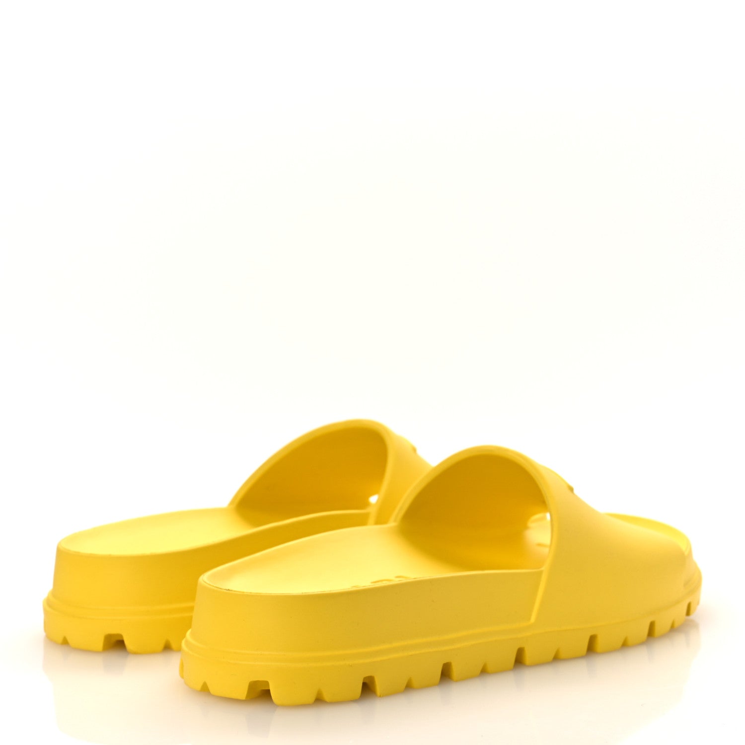 Prada EVA Rubber Triangle Logo Embossed Womens Lug Sole 20mm Slide Sandals 41 Sole