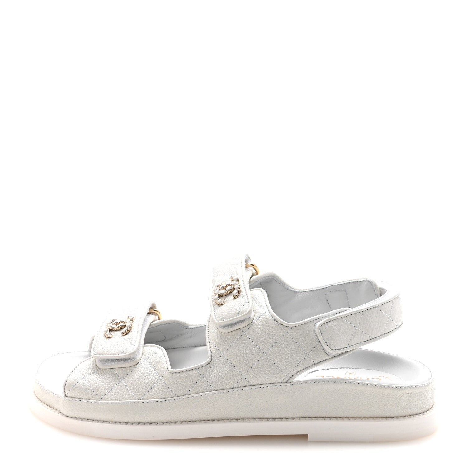 Grained Calfskin Velcro Dad Sandals 36.5 White