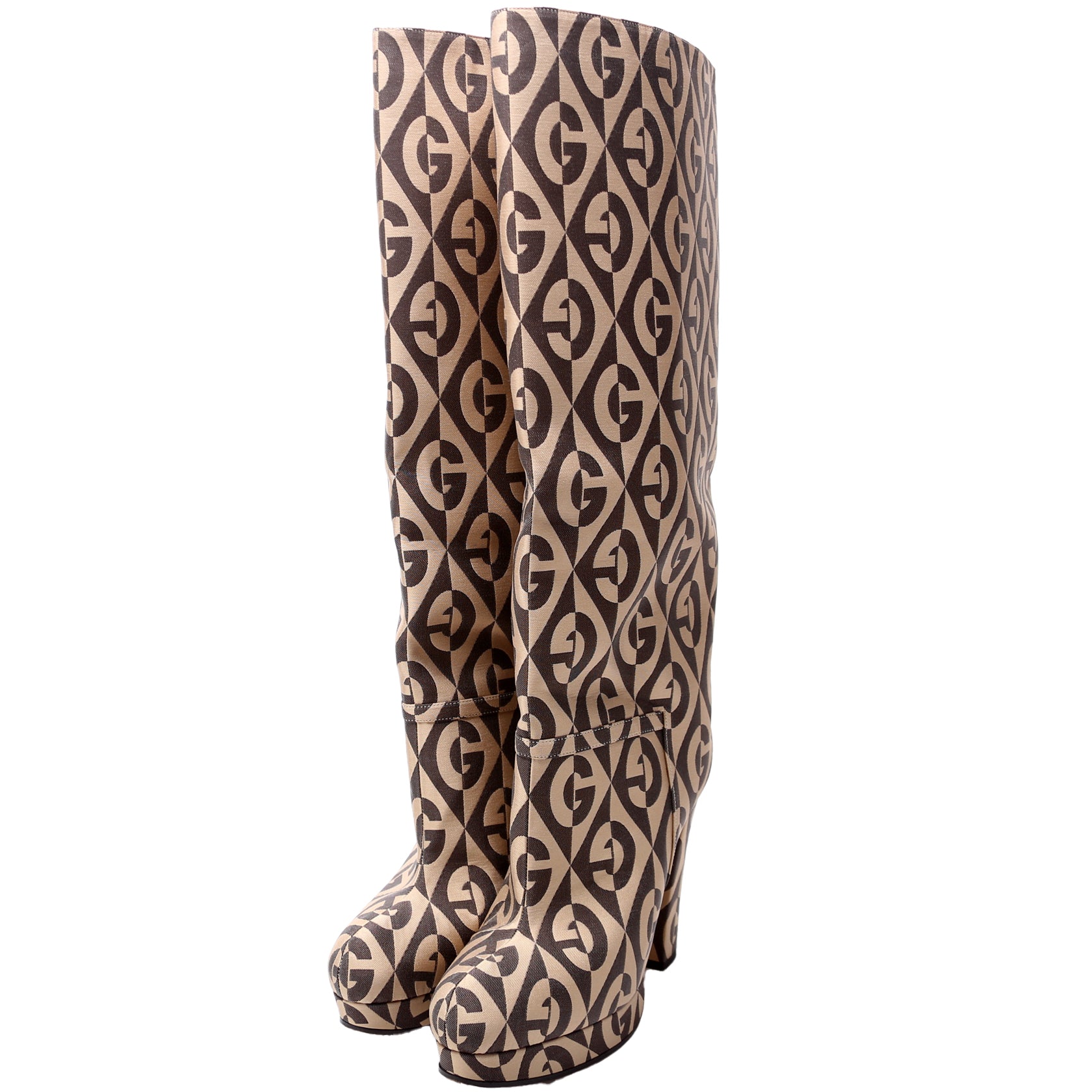 Gucci G Rhombus Fabric Platform Boots Size 36