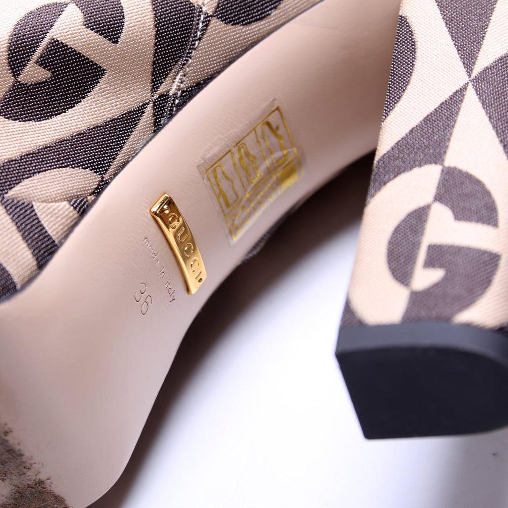 Gucci G Rhombus Fabric Platform Boots Size 36