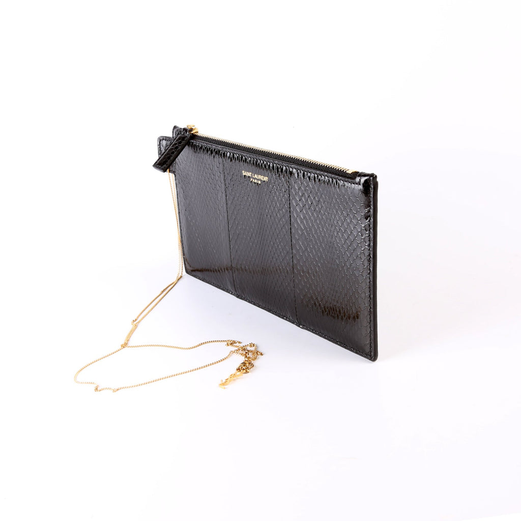 Snakeskin Pouch With Chain