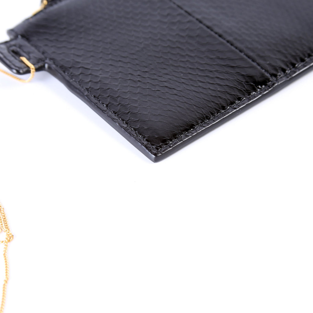 Snakeskin Pouch With Chain