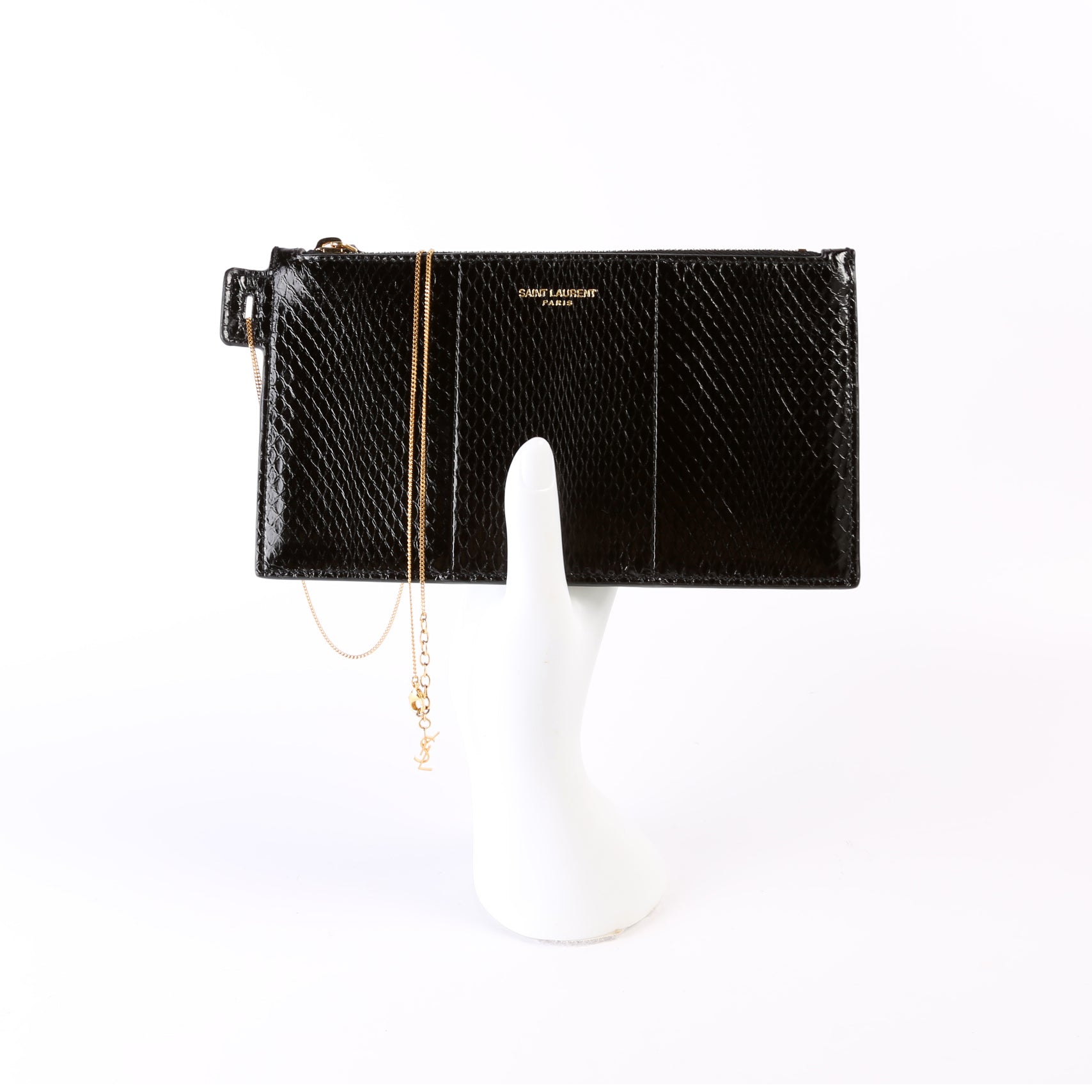 Snakeskin Pouch With Chain