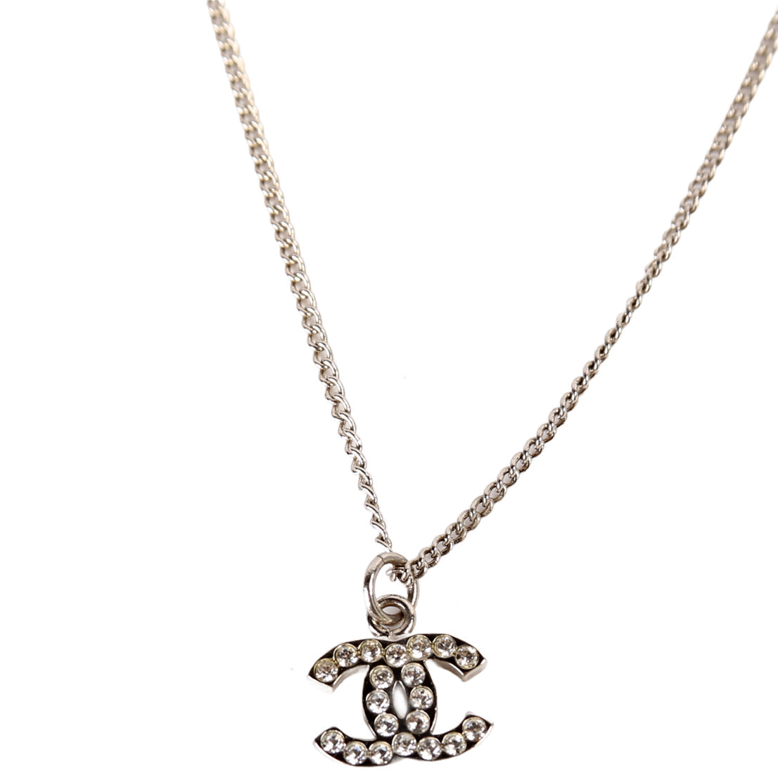 Rhinestone CC Pendant Necklace