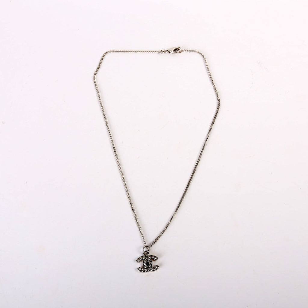 Rhinestone CC Pendant Necklace
