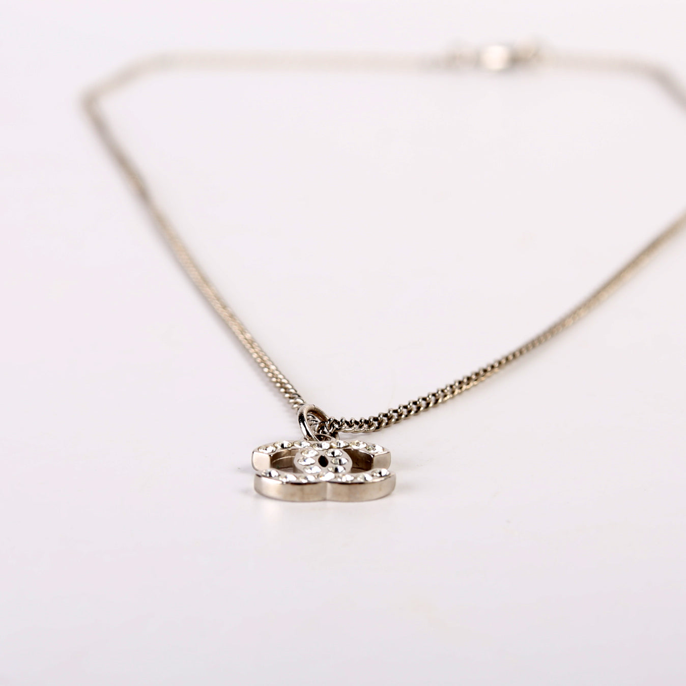 Rhinestone CC Pendant Necklace