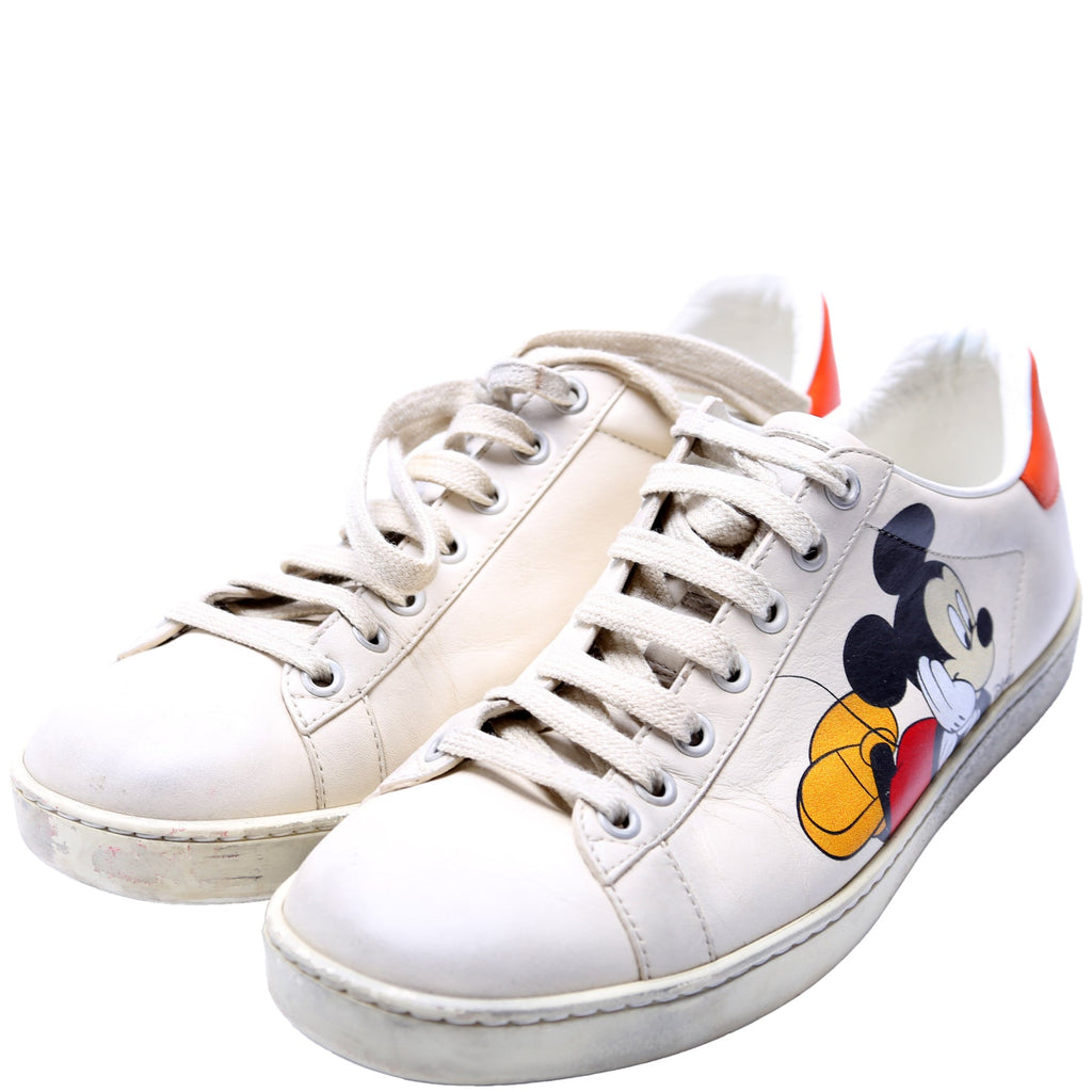Gucci X Disney Distressed Ace Leather Mickey Mouse Sneakers Size 37.5