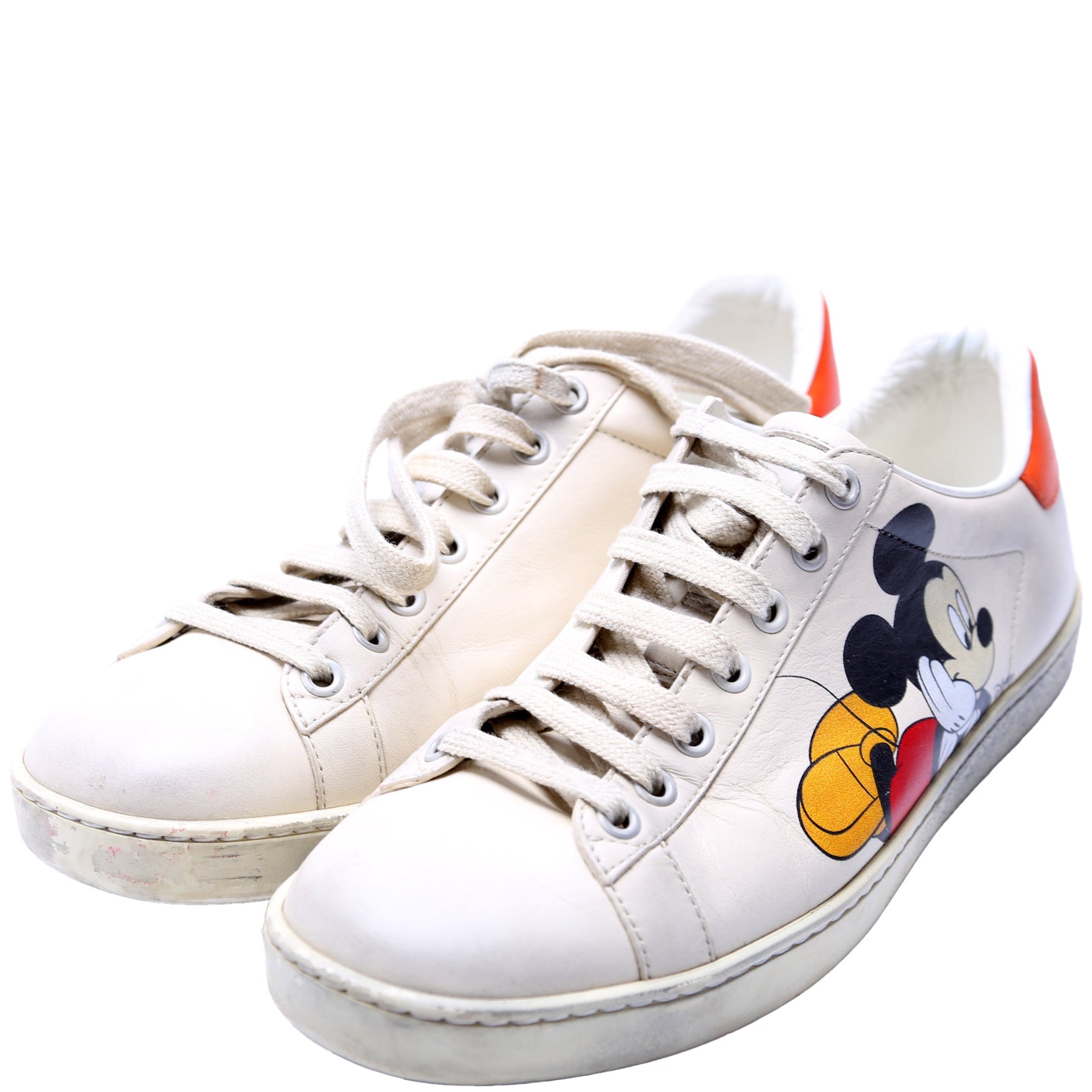 Gucci X Disney Distressed Ace Leather Mickey Mouse Sneakers Size 37.5