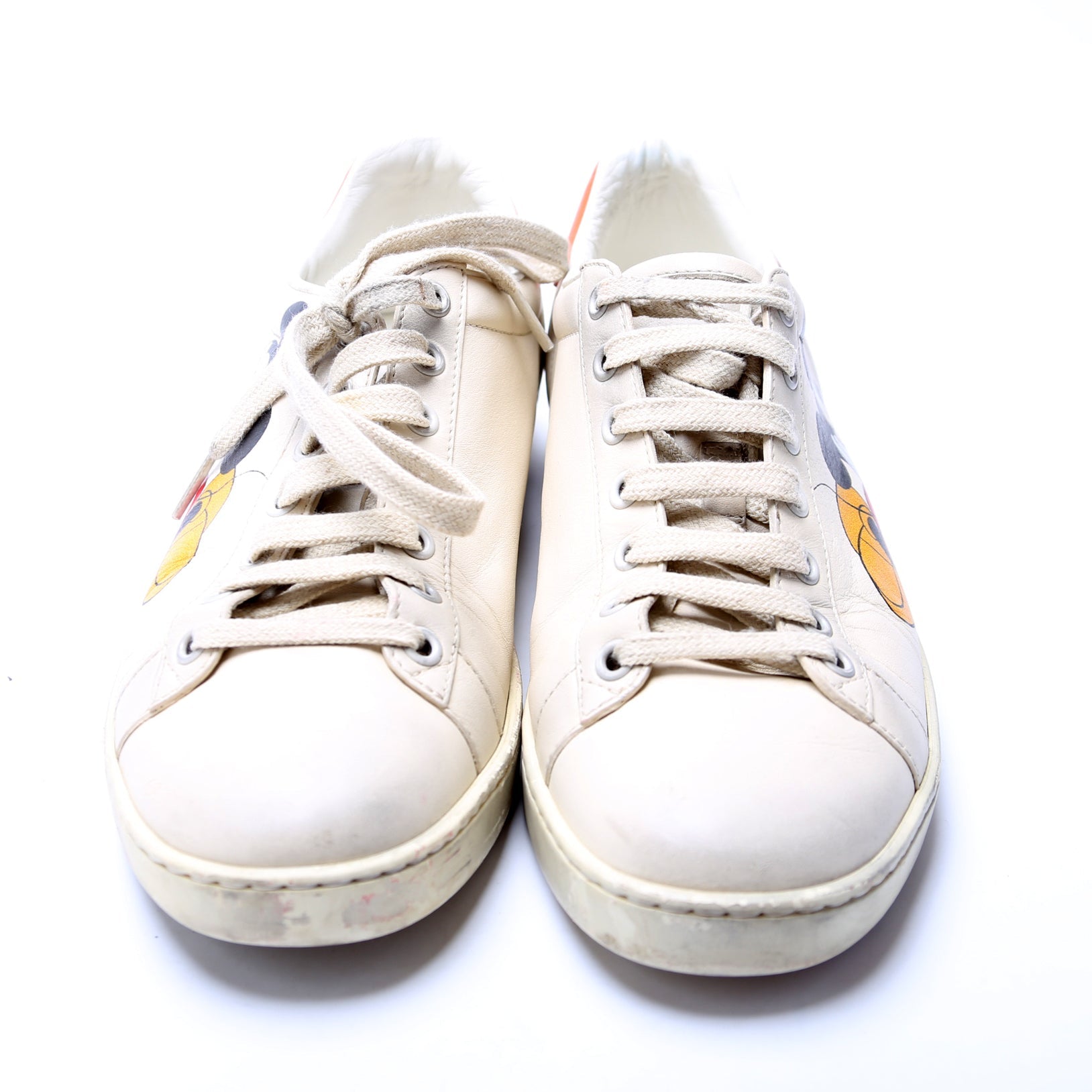 Gucci X Disney Distressed Ace Leather Mickey Mouse Sneakers Size 37.5