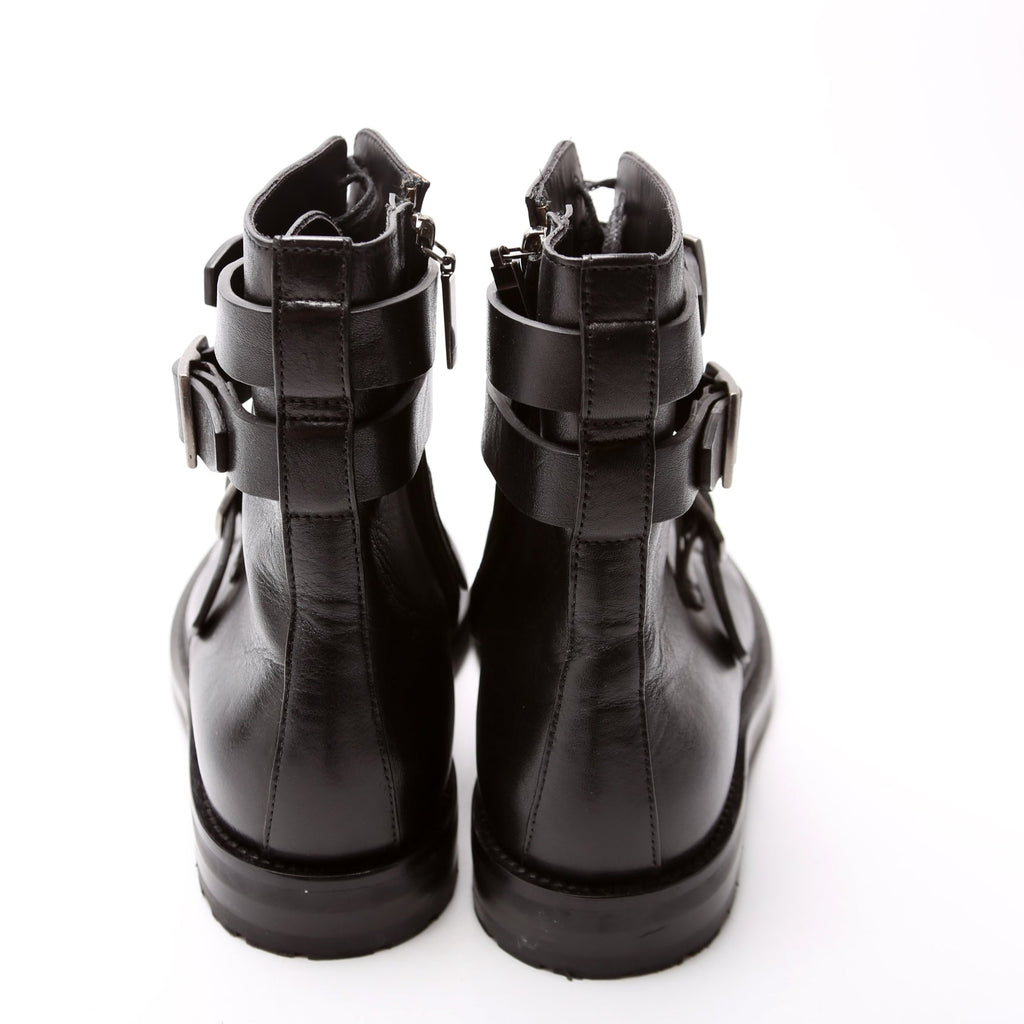 SAINT LAURENT Army 20 Strap Leather Boots Size 38