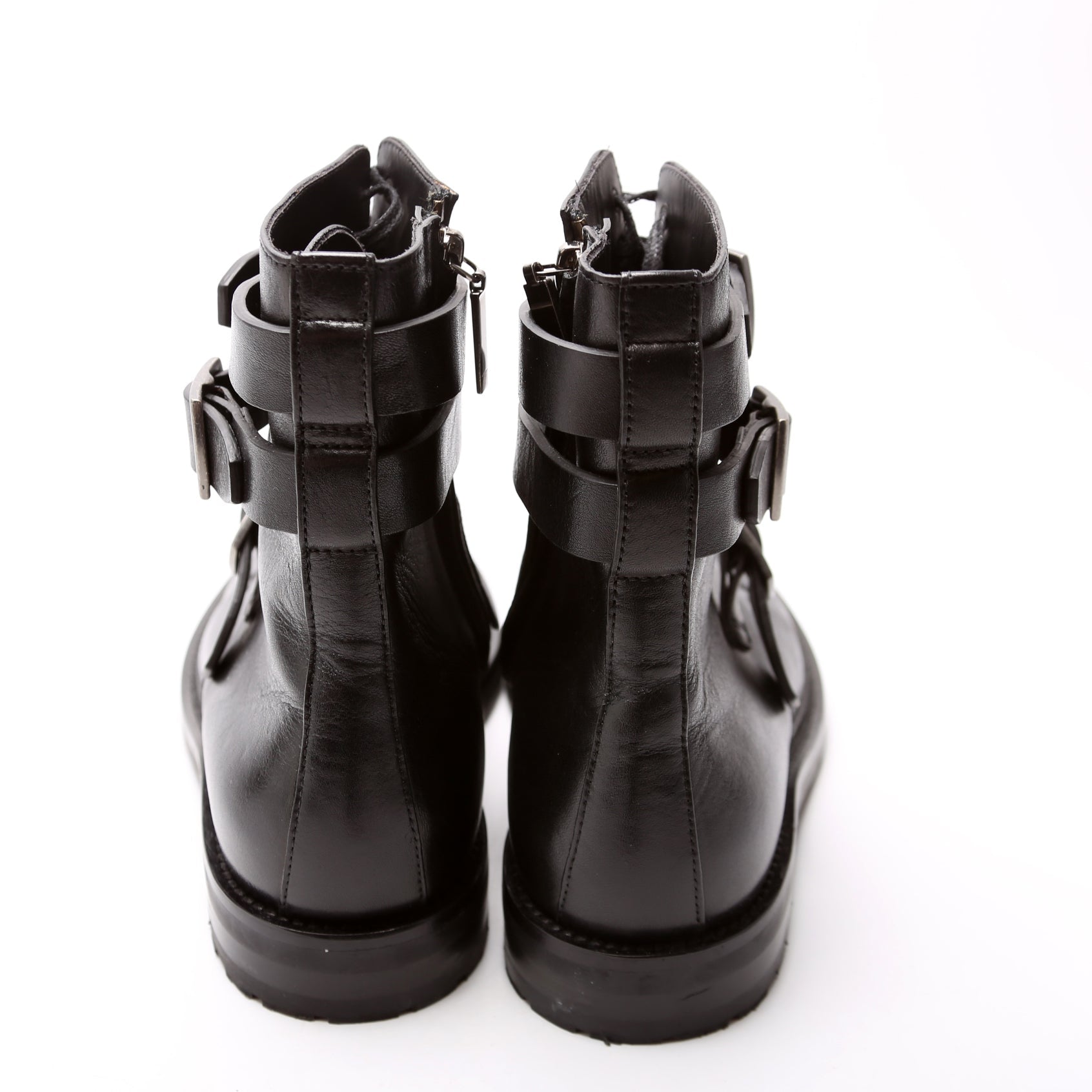 SAINT LAURENT Army 20 Strap Leather Boots Size 38
