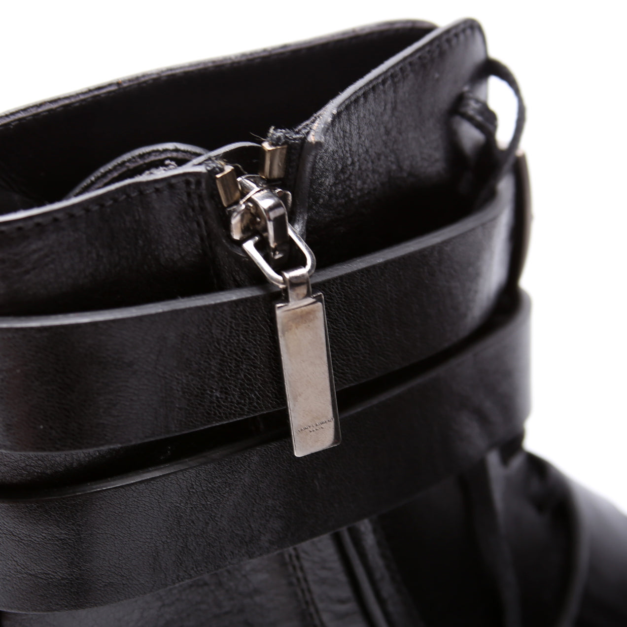 SAINT LAURENT Army 20 Strap Leather Boots Size 38