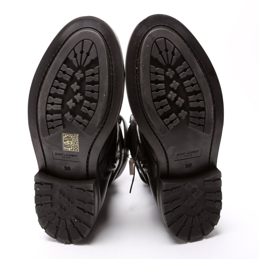 SAINT LAURENT Army 20 Strap Leather Boots Size 38
