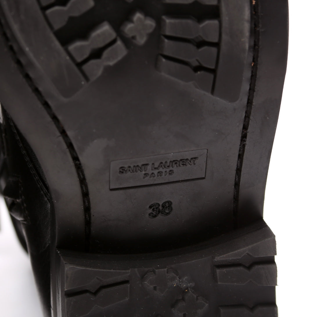 SAINT LAURENT Army 20 Strap Leather Boots Size 38