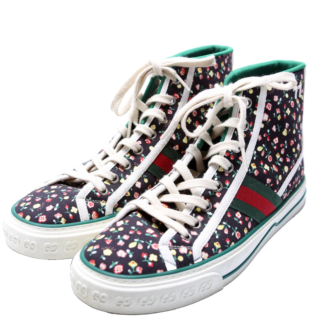 Gucci Tennis 1977 High Top Floral Sneakers Size 39.5