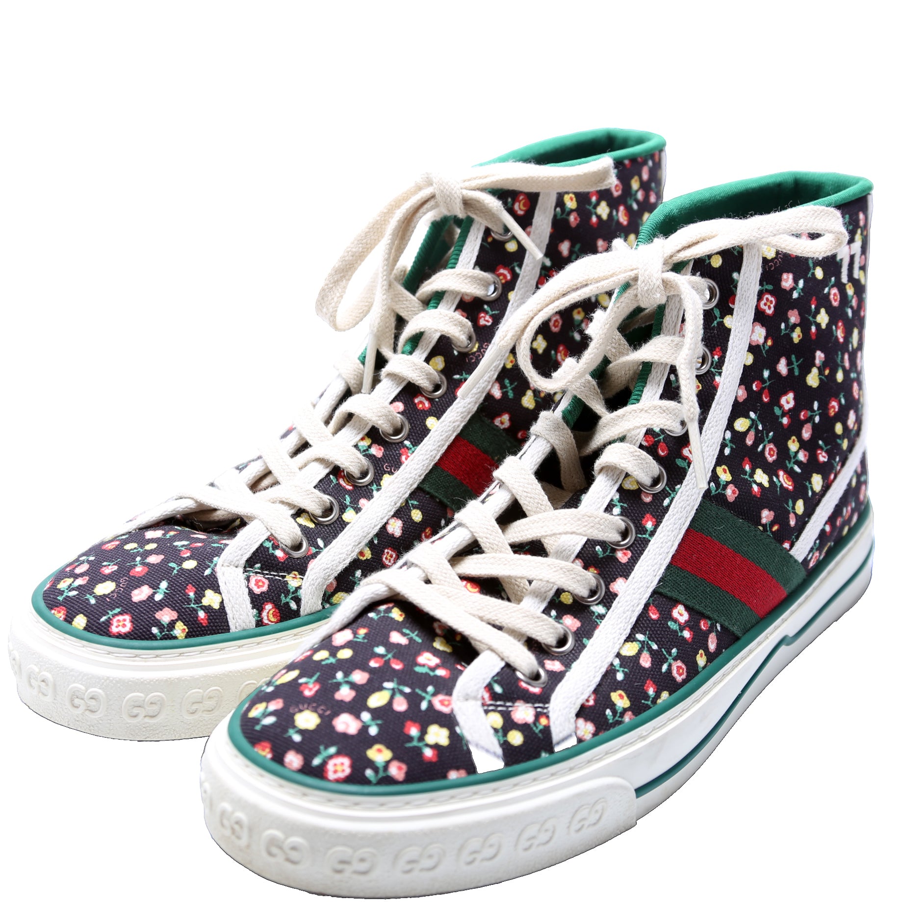 Gucci Tennis 1977 High Top Floral Sneakers Size 39.5