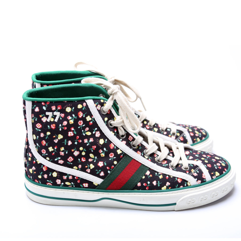 Gucci Tennis 1977 High Top Floral Sneakers Size 39.5