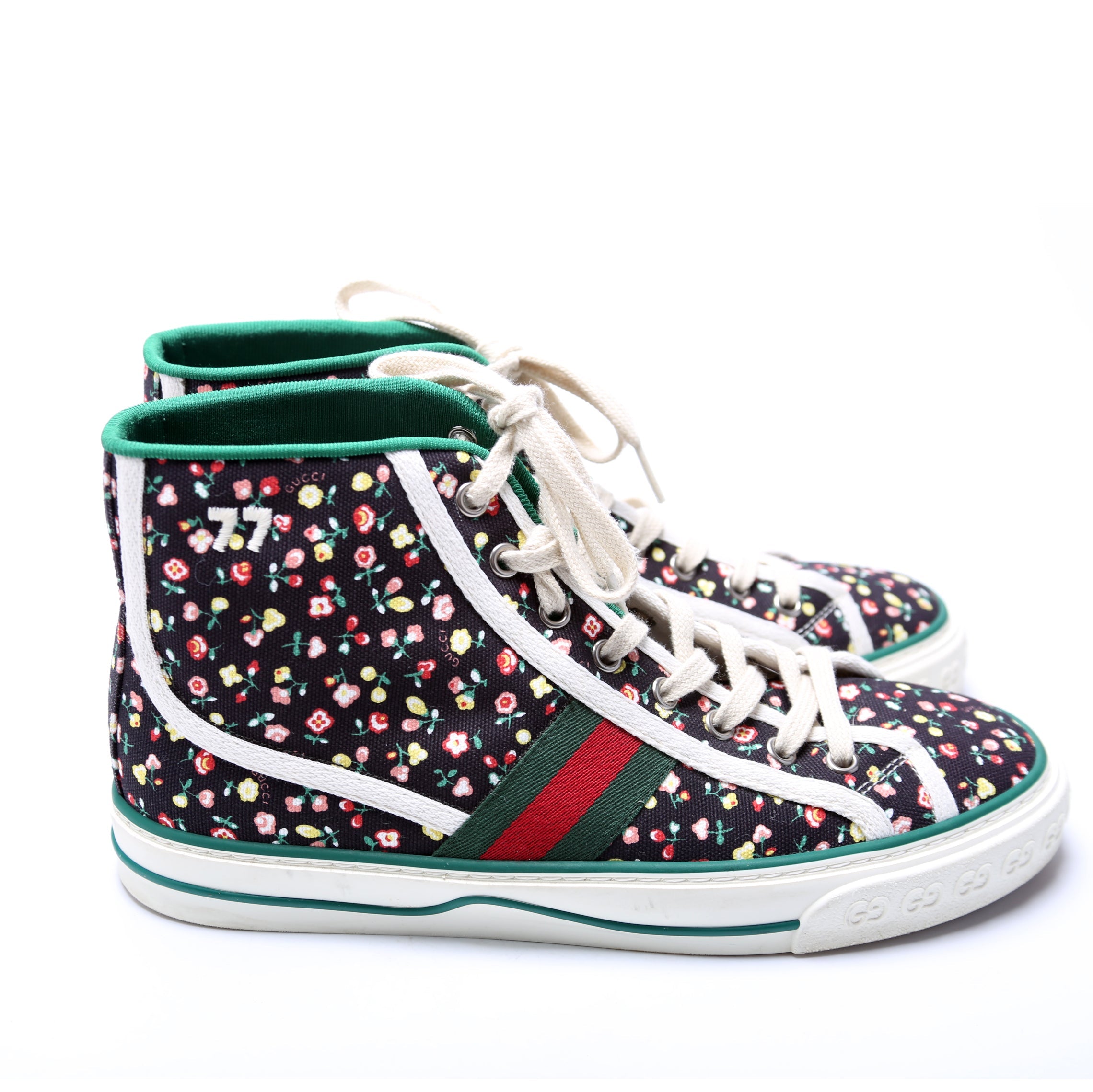 Gucci Tennis 1977 High Top Floral Sneakers Size 39.5