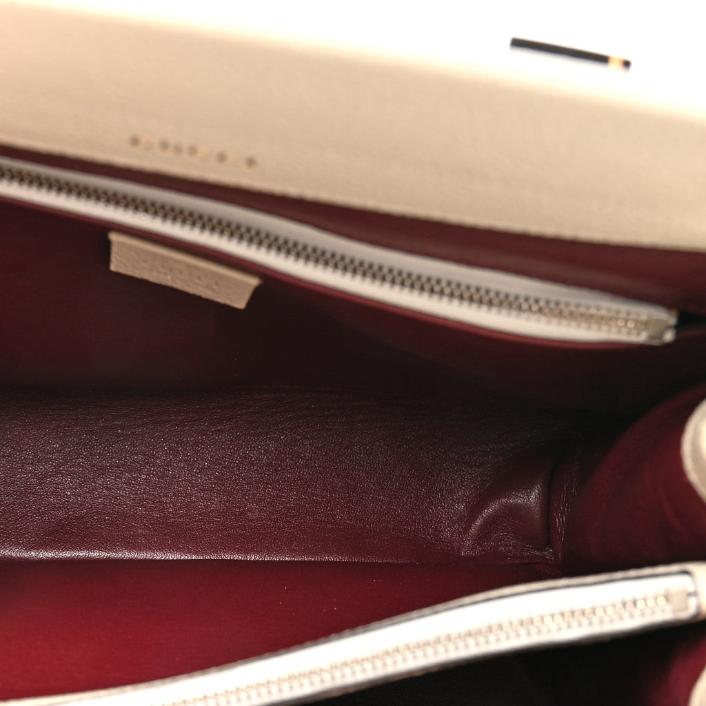 Gucci Grainy Calfskin Small Zumi Top Handle Bag Mystic White