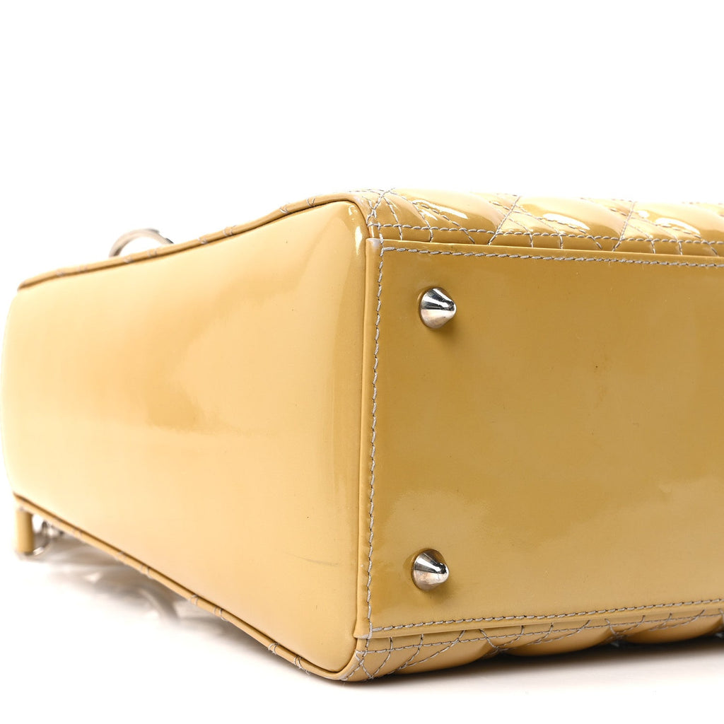 Christian Dior Patent Cannage Medium Lady Dior Beige