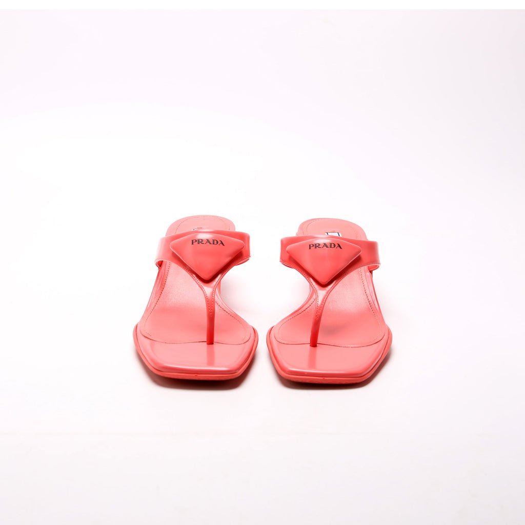 Prada T-Strap Logo Kitten Sandals Size 38
