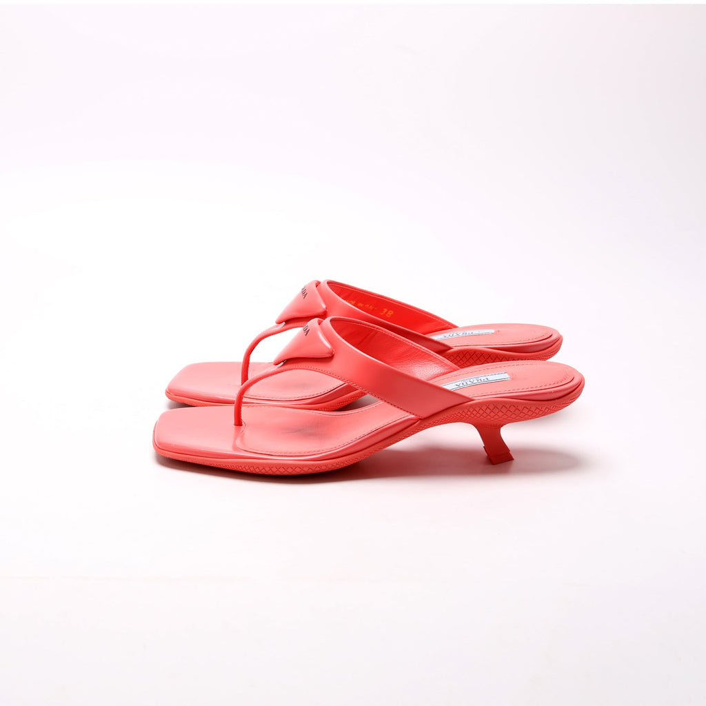 Prada T-Strap Logo Kitten Sandals Size 38