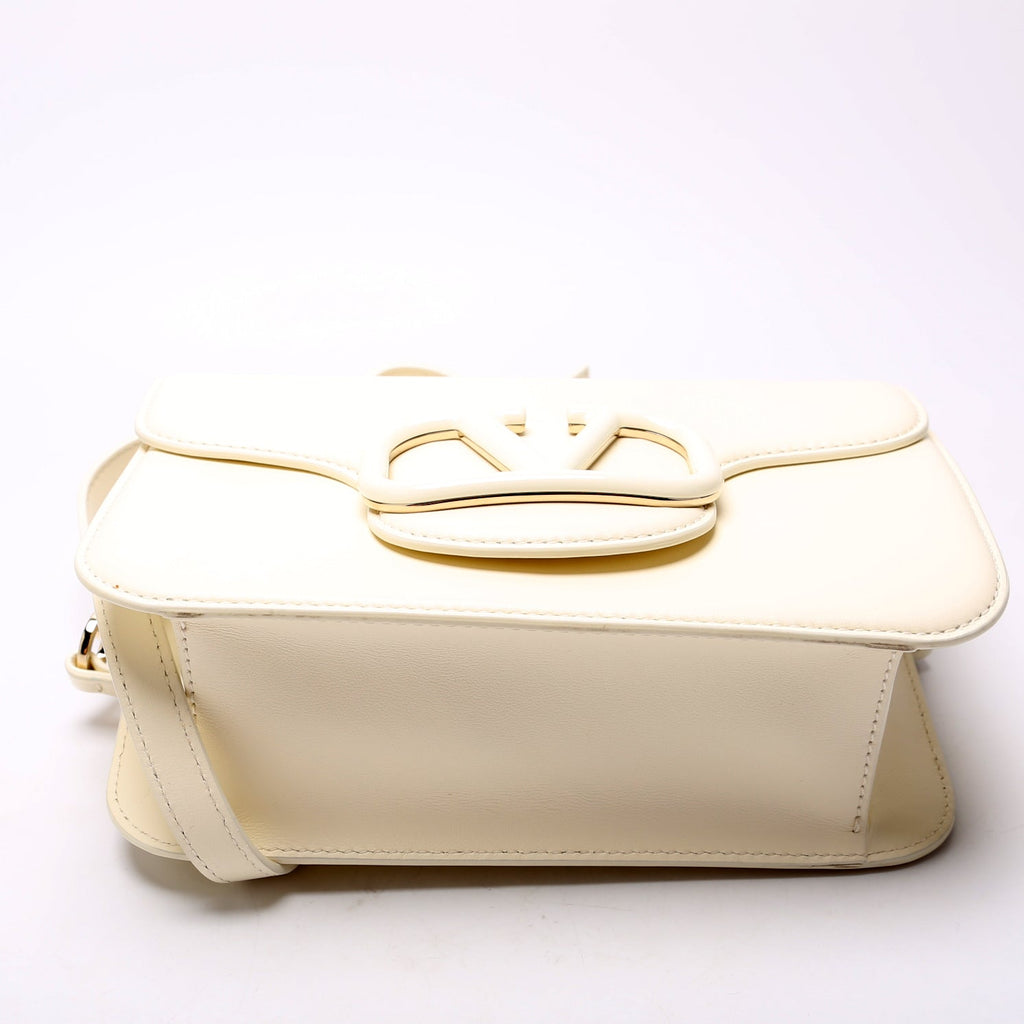 Loco V Logo Calfskin Flap Shoulder Bag