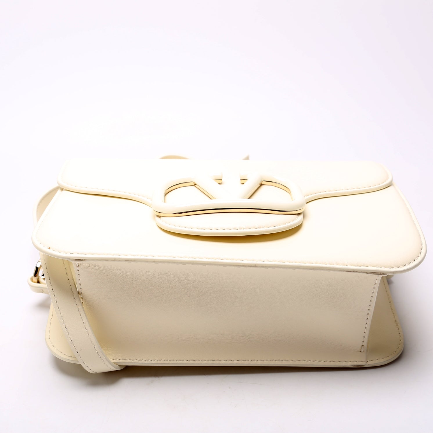 Loco V Logo Calfskin Flap Shoulder Bag