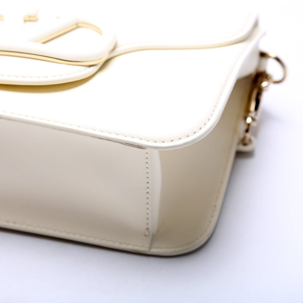 Loco V Logo Calfskin Flap Shoulder Bag