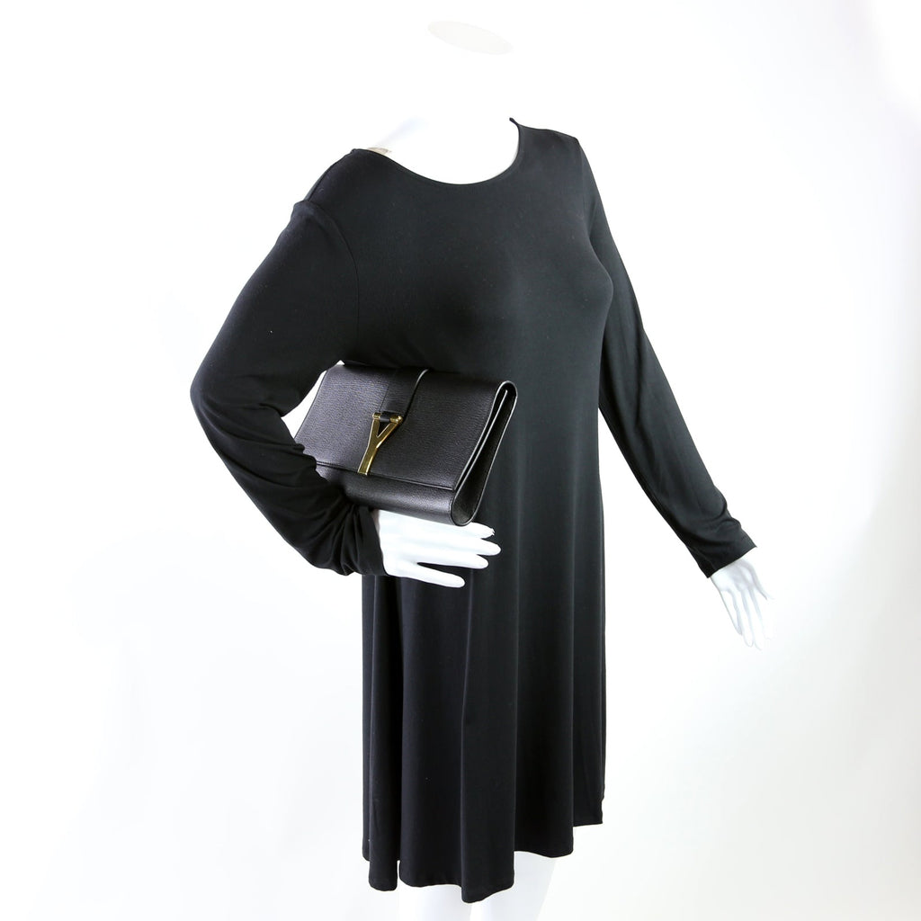Classic Y Ligne Clutch Textured Leather