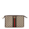 Gucci GG Supreme Monogram Web Ophidia GG Toiletry Case Beige New Acero