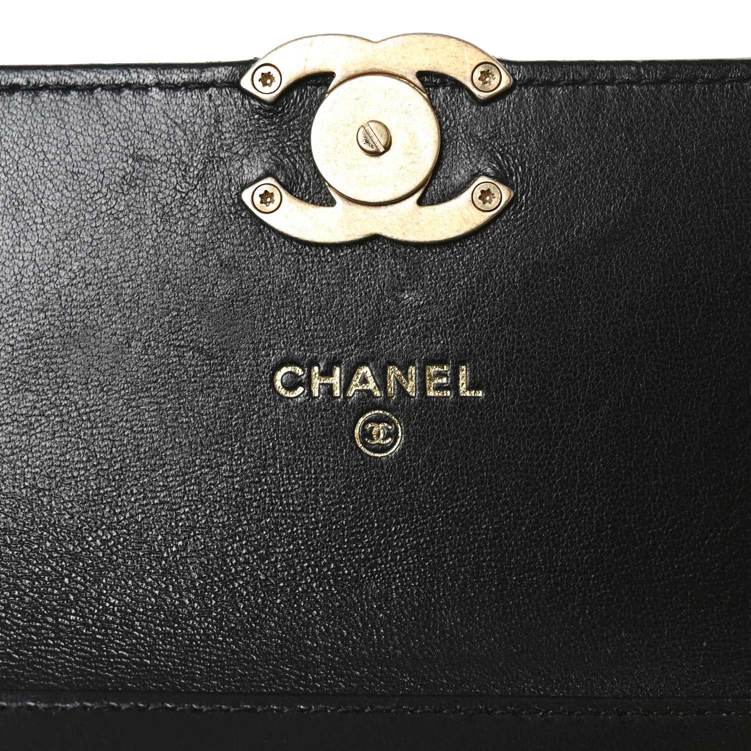 Chanel Lambskin Quilted Double Chain Flap Phone Holder With Chain Black