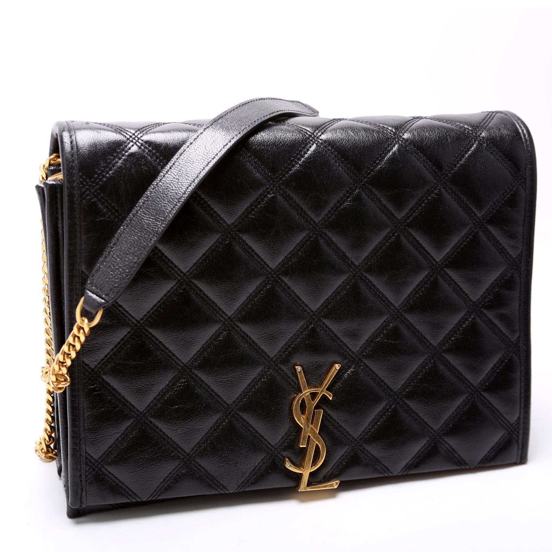 579607 Becky Quilted Lambskin Shoulder Bag Large